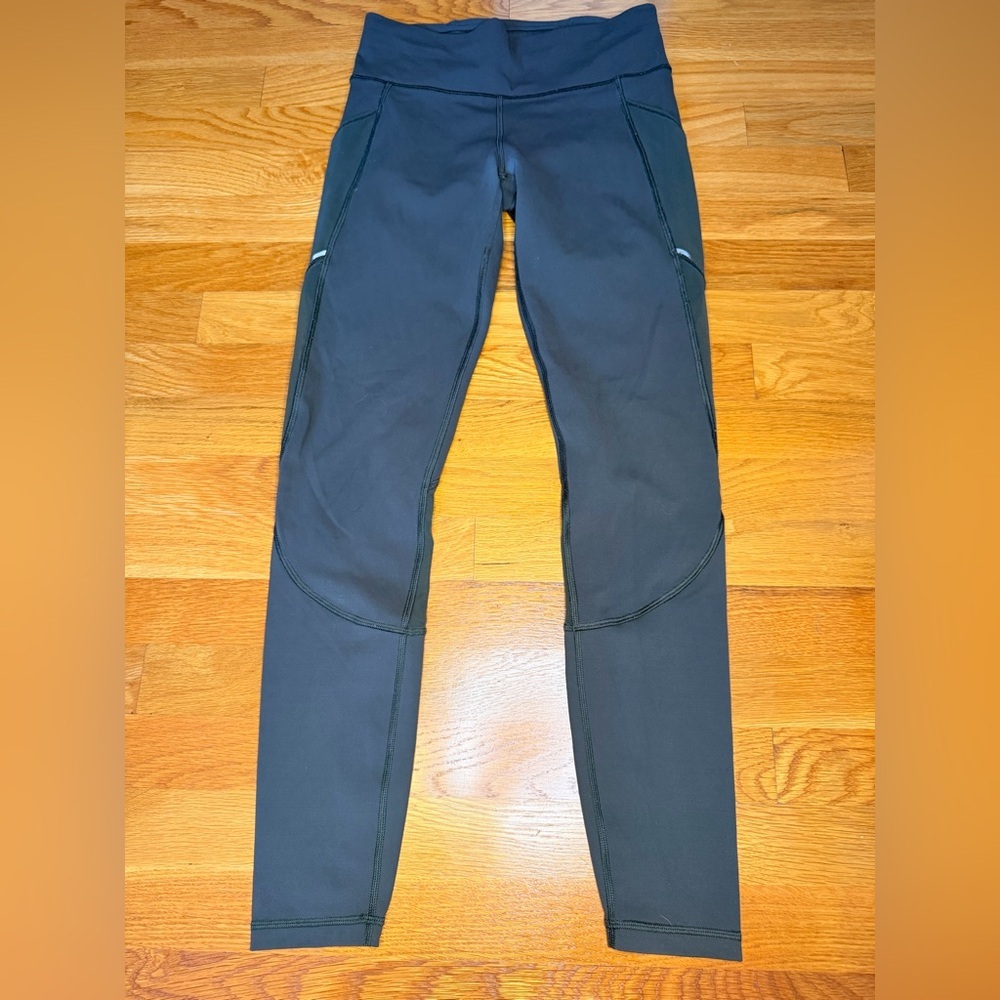 Lululemon Olive Green High Rise Leggings Ankle Athletic Yoga Running Size 6